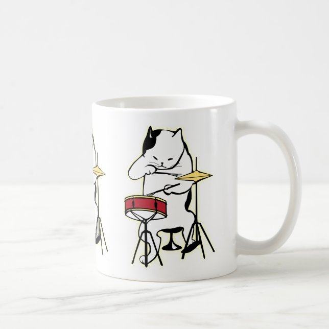 Cat Playing Drums Mug (Right)