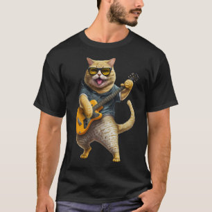 Cat Playing Electric Guitar Animal Cat Guitar T-Shirt