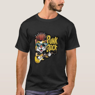 Cat Playing Electric Guitar - Funny Retro Vintage T-Shirt