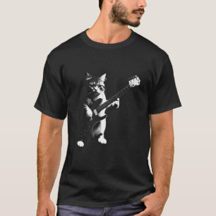 Cat Playing Electric Guitar Rock Music Funny Humou T-Shirt