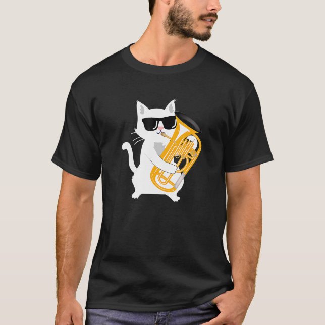 Cat Playing Euphonium T-Shirt (Front)
