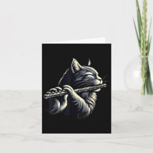 Cat Playing Flute Musician Cats Lover Card