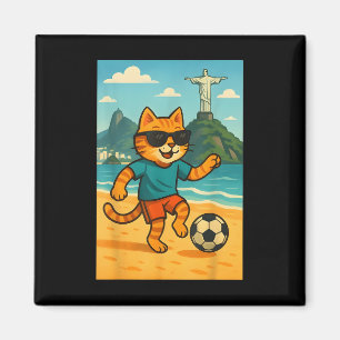 Cat Playing Football Cute Sport Rio De Janeiro Bra Magnet