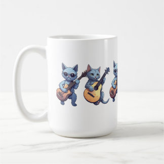 Cat playing guitar, cat lover coffee mug