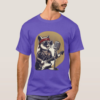 Cat Playing Guitar girl T-Shirt