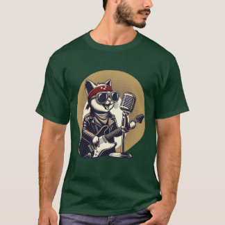 Cat Playing Guitar girl T-Shirt