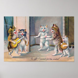 Cat Playing Guitar, Louis Wain Poster