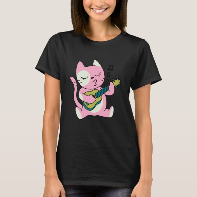 cat playing guitar music T-Shirt (Front)