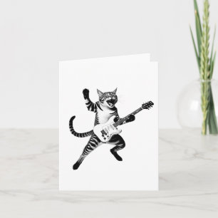 Cat Playing Guitar Rock And Roll Band Men Women Ki Card