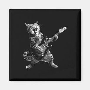Cat Playing Guitar Rock And Roll Rock Star For Men Magnet