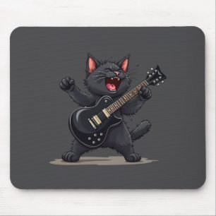 Cat Playing Guitar Rock And Roll Rock Star Funny  Mouse Pad