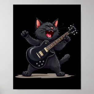 Cat Playing Guitar Rock And Roll Rock Star Funny  Poster