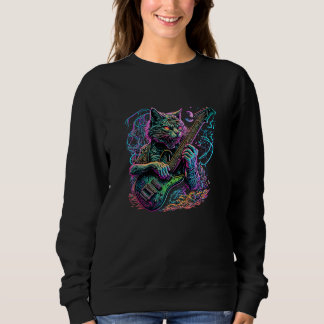 Cat Playing Guitar Rock Cat Heavy Metal Cat Music  Sweatshirt