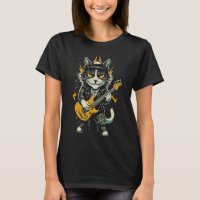 Cat Playing Guitar Rock & Roll 80s 90s Rock Band C
