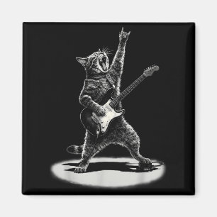 Cat Playing Guitar Rock Star Rock and Roll Men Magnet