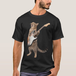 Cat Playing Guitar Shirt Kids Men Women Rock And R