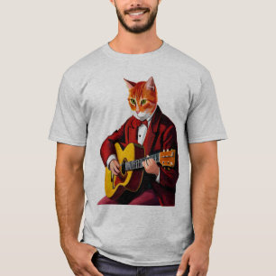 Cat playing guitar shirt mens cat playing guitar