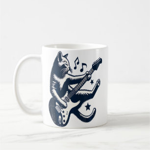 Cat Playing Guitar Vintage Rock Music Coffee Mug