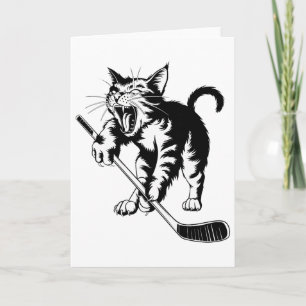 Cat Playing Ice Hockey _1 Card