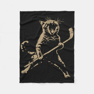 Cat Playing Ice Hockey For Men Women Fleece Blanket