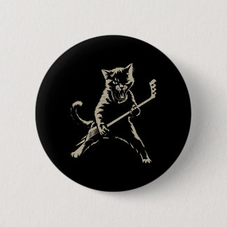 Cat Playing Ice Hockey Funny Cat Playing Hockey Sp 6 Cm Round Badge