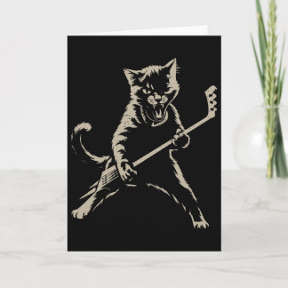 Cat Playing Ice Hockey Funny Cat Playing Hockey Sp Card