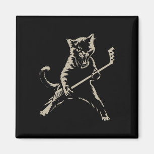 Cat Playing Ice Hockey Funny Cat Playing Hockey Sp Magnet