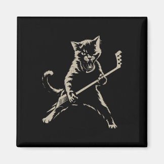Cat Playing Ice Hockey Funny Cat Playing Hockey Sp Magnet