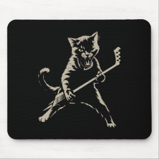 Cat Playing Ice Hockey Funny Cat Playing Hockey Sp Mouse Pad