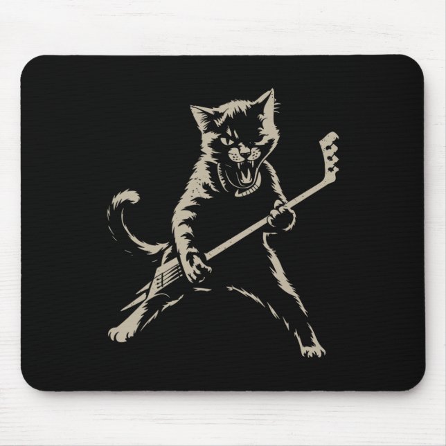 Cat Playing Ice Hockey Funny Cat Playing Hockey Sp Mouse Pad (Front)