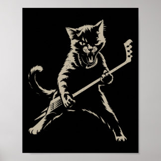 Cat Playing Ice Hockey Funny Cat Playing Hockey Sp Poster