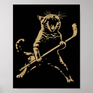 Cat Playing Ice Hockey  Poster