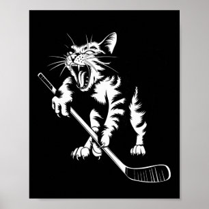 Cat Playing Ice Hockey Poster