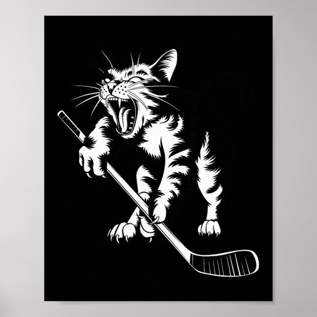 Cat Playing Ice Hockey  Poster (Front)
