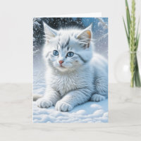 Cat Playing in the Snow Personalised Birthday