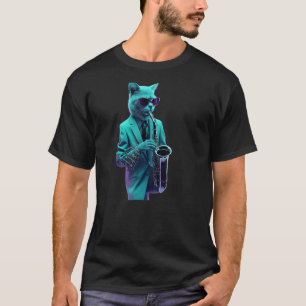 Cat Playing Jazz On Saxophone T-Shirt