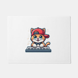 Cat Playing Piano Design for Music and Cat Lovers Doormat