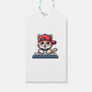 Cat Playing Piano Design for Music and Cat Lovers Gift Tags