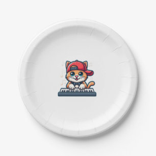 Cat Playing Piano Design for Music and Cat Lovers Paper Plate