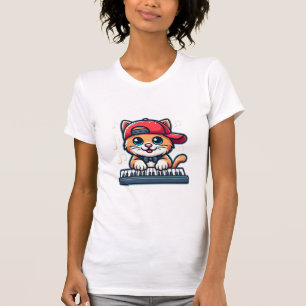 Cat Playing Piano Design for Music and Cat Lovers T-Shirt