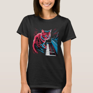 Cat Playing Piano Music Lover Funny T-Shirt
