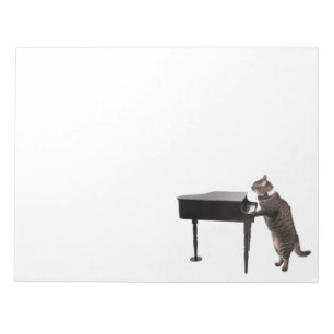 Cat Playing Piano Notepad