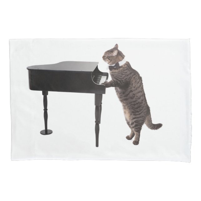 Cat Playing Piano Pillowcase (Front)