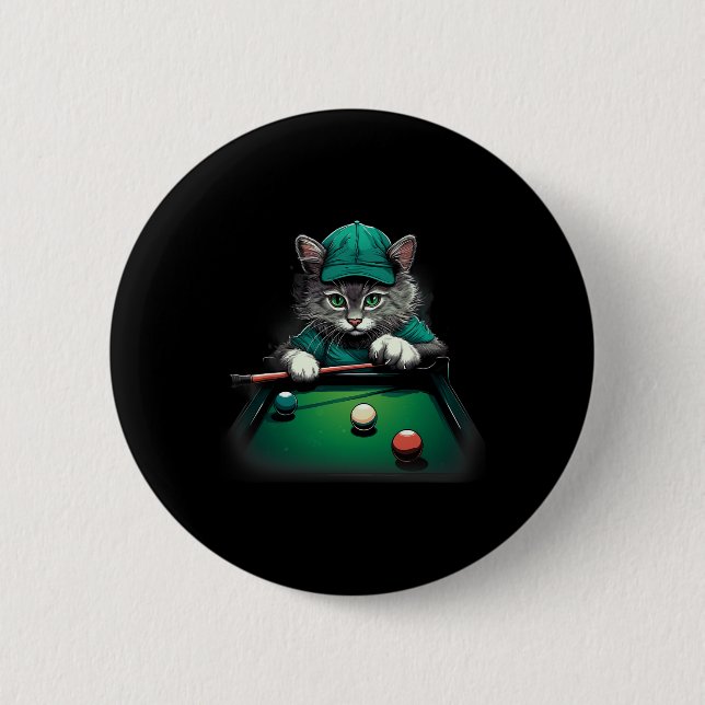 Cat Playing Pool Billiards Cool Funny Cats  6 Cm Round Badge (Front)