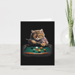 Cat Playing Pool Billiards Cool Funny Cats Card