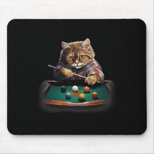 Cat Playing Pool Billiards Cool Funny Cats Mouse Pad