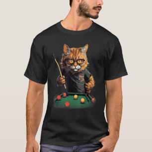Cat Playing Pool Billiards Cool Funny Cats T-Shirt