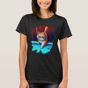Cat Playing Pool Billiards in Lounge Cool  Cats 1 T-Shirt