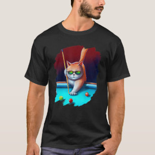 Cat Playing Pool Billiards in Lounge Cool  Cats 1 T-Shirt