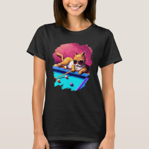 Cat Playing Pool Billiards in Lounge Cool  Cats 2 T-Shirt